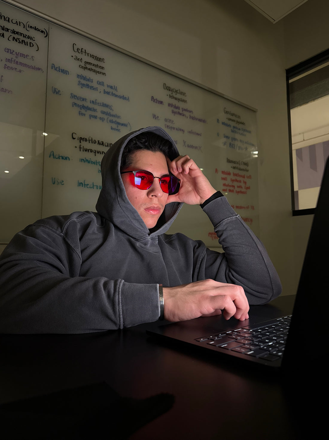 Wearing NOUS D1 during a late-night session